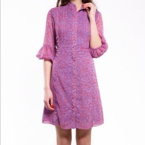 Almatrichi Purple Flourish Button Up Dress